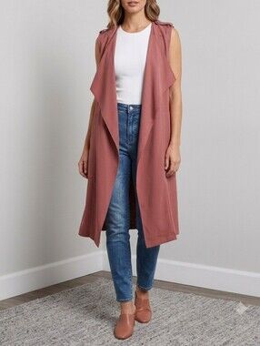NWOT Elodie Longline Waterfall Duster Vest Spice Rust Terracotta LARGE